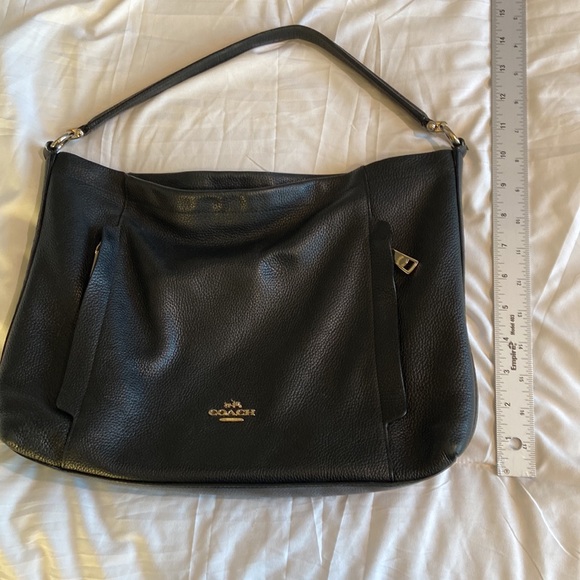 Coach Black Pebble Leather Scout Hobo Handbag, or Cross body gold hardware, EUC - Picture 11 of 13